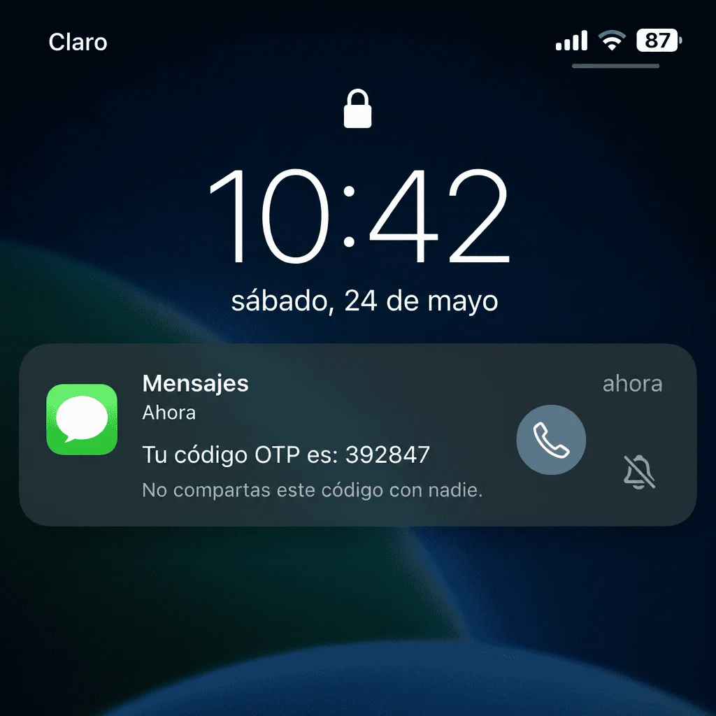 Mensajería SMS Empresarial y API SMS Mensaje OTP enviado por SMS.