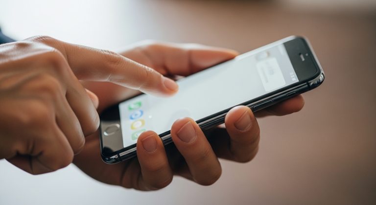 Televisa y Fintech compran AT&T México: qué cambia (y qué no) para el SMS empresarial Persona usando un celular con pantalla táctil para consultar sus mensajes