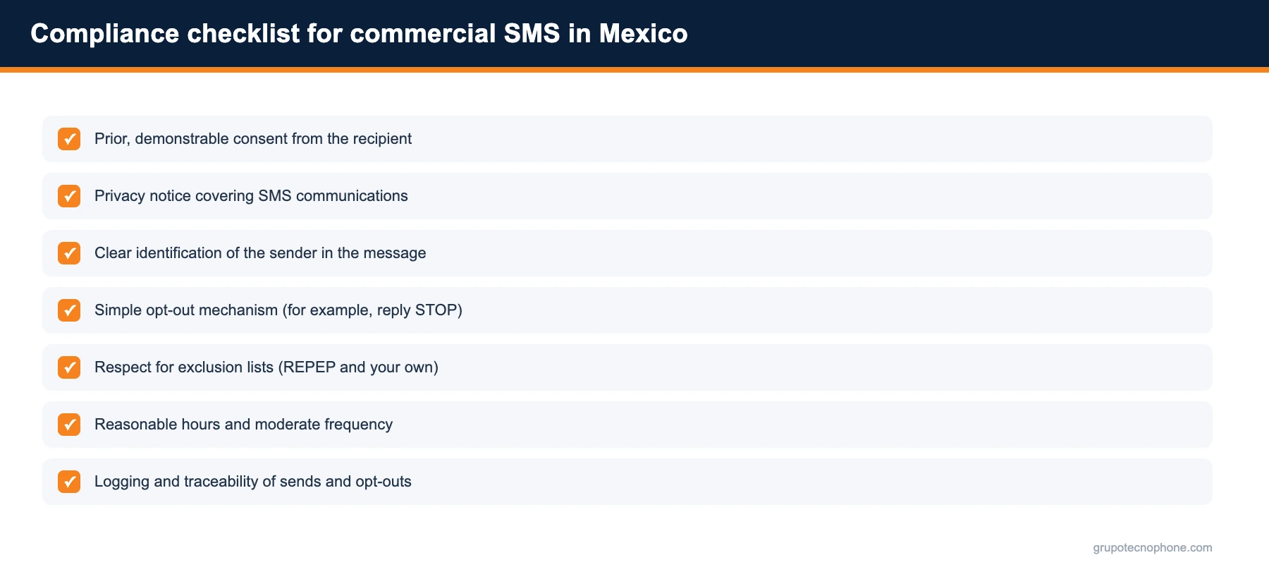 Compliance checklist for commercial SMS in Mexico